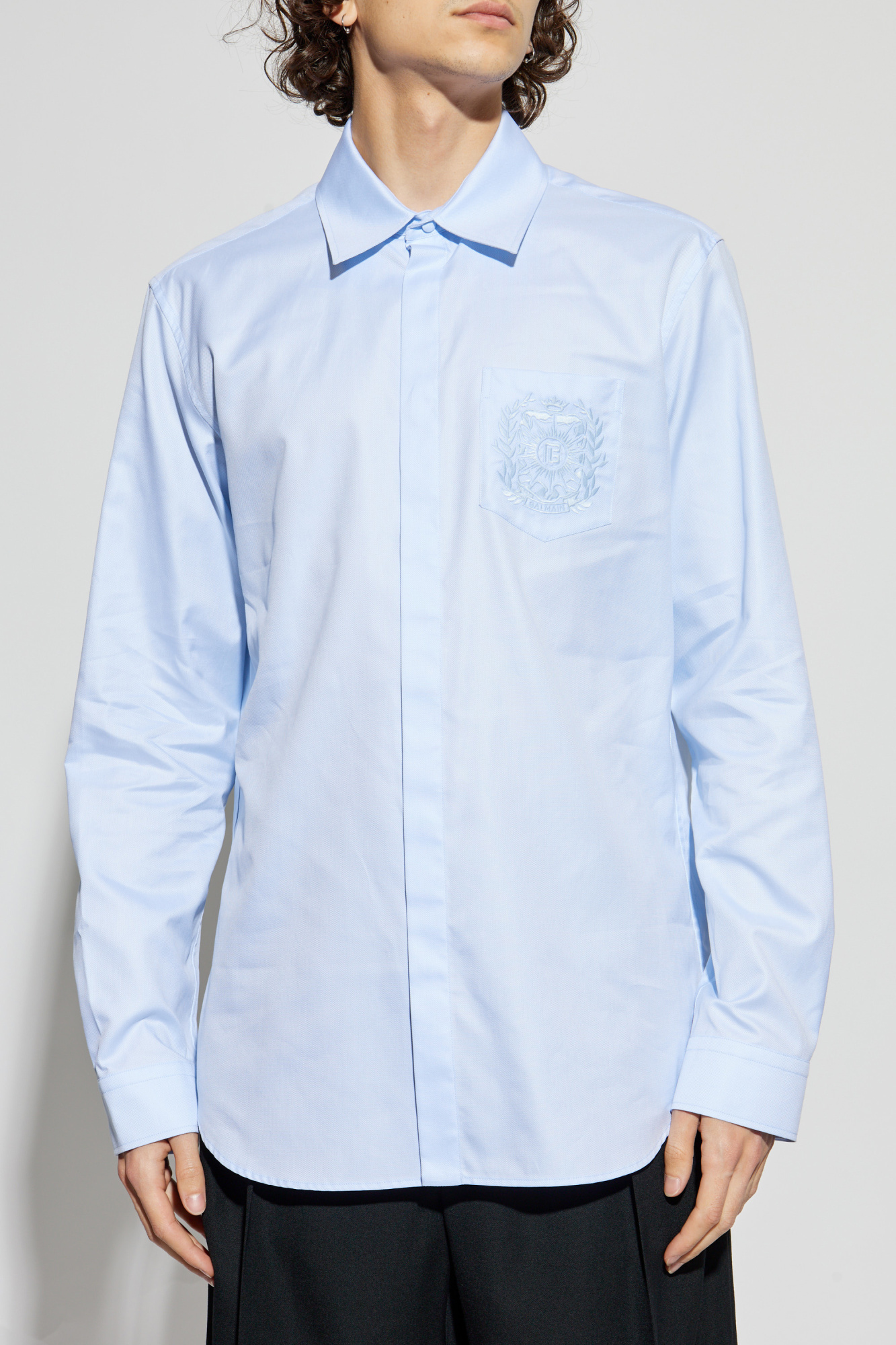 Light blue Cotton shirt with pocket Balmain - Vitkac AS